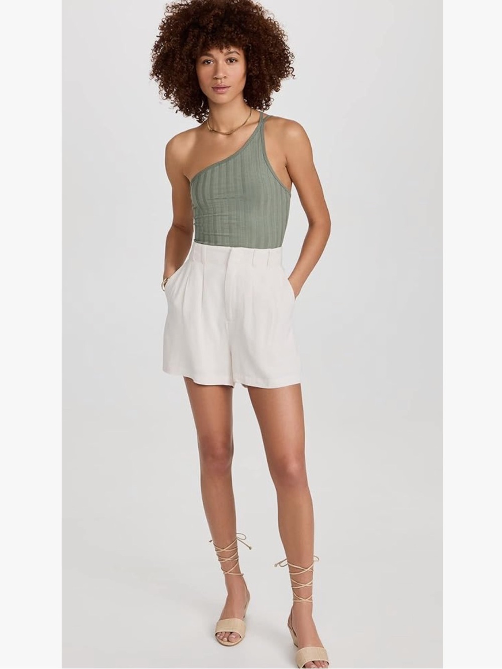 Z Supply Calista Linen Blend Tailored Shorts in Sandstone, size medium